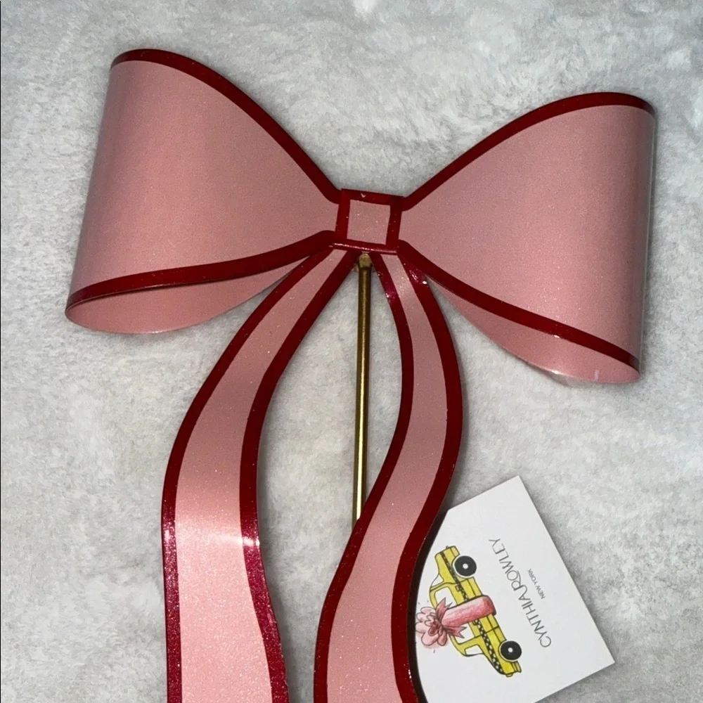 Cynthia Rowley, Christmas, red and Pink Metal Bow Christmas Tree topper